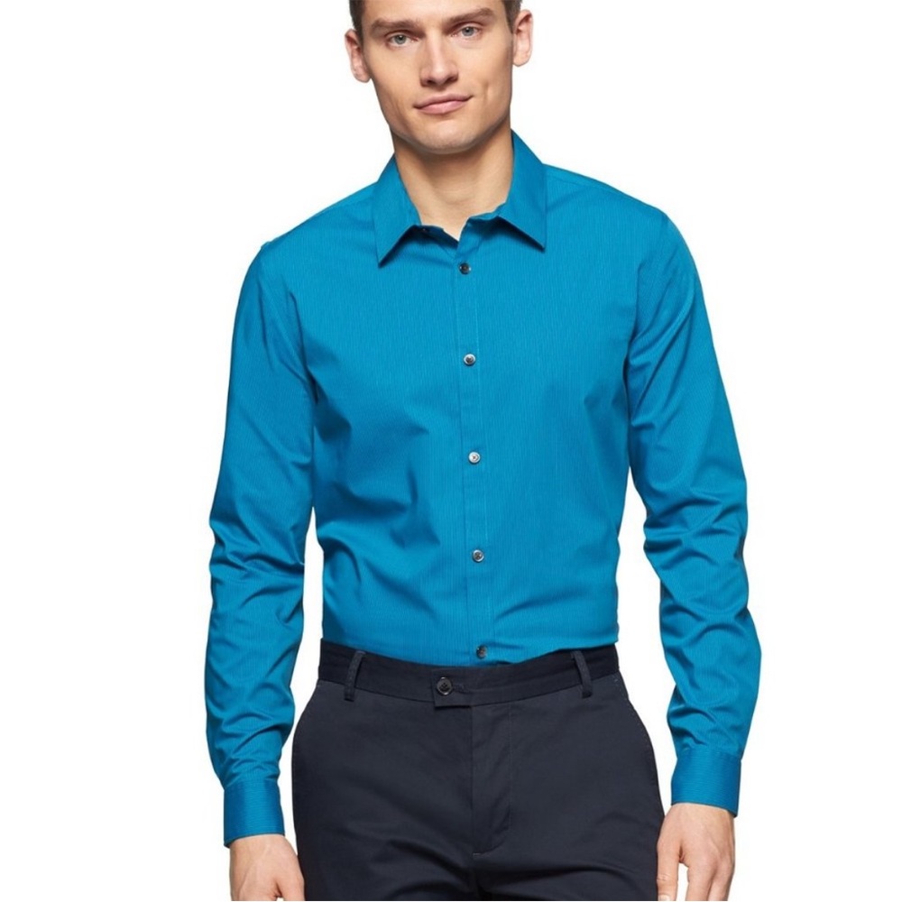 *NWT* Bright blue Calvin Klein button down dress shirt